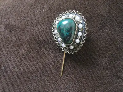 Israel Eilat Stone Brooch - gold and silver, View more