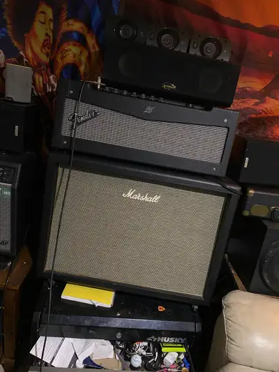 Fender mustang 150w head and Marshall origin 2x12 cab for sale or trade . Everything works good as i...
