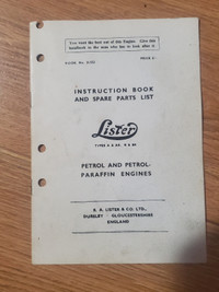 Lister Engine Instruction and Parts Manual