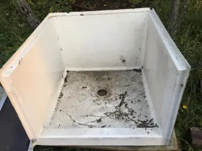 Fibreglass shower enclosure base. Needs to be cleaned. $60, View more