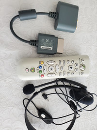 Lot of 3 Xbox 360 Items(Headset,Remote and Adapter)