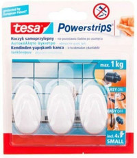 Powerstrips 3pcs self-Adhesive Hooks Oval White - Brand New