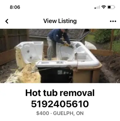Hottub removal Fast and friendly Contact Jeff.junkguy@gmail.com