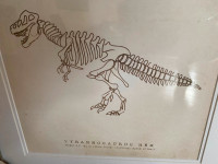 NEW T-Rex dinosaur picture print grey framed gray