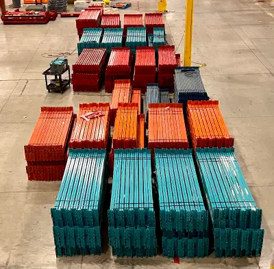 Many sizes of used 8’ long warehouse rack beams to choose from. 8’ x 4” 8’ x 3.25” 8’ x 3” 8’ x 2” 1...
