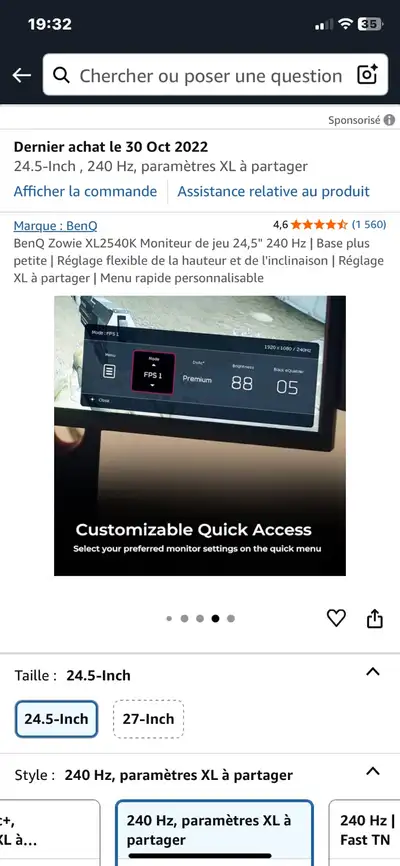 BenQ Zowie XL2540K 24.5