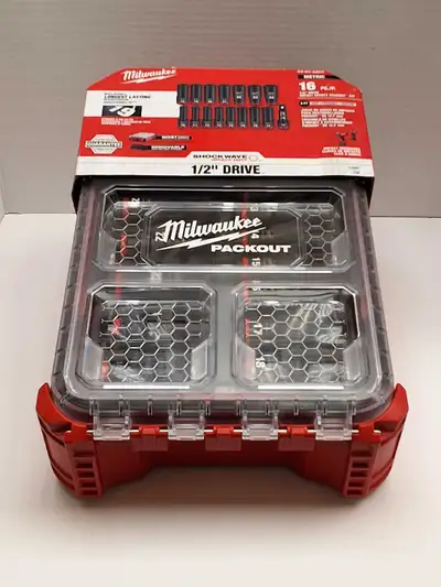 Milwaukee 49-66-6803 16 piece Packout 1/2" Impact Socket Metric, View more