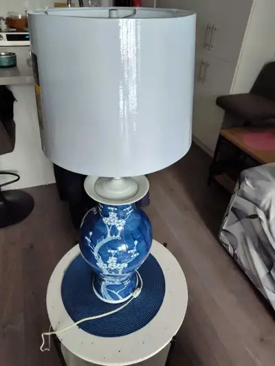 Vintage Chinese porcelain blue and white Floral Lamp from Vase, View more