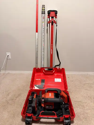 HILTI PR 30-HVS A12 Rotating Laser Level w/ stand & rods, View more