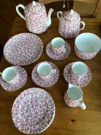 rare antiquité magnifique set à thé pour 4 personnes motif fleur
