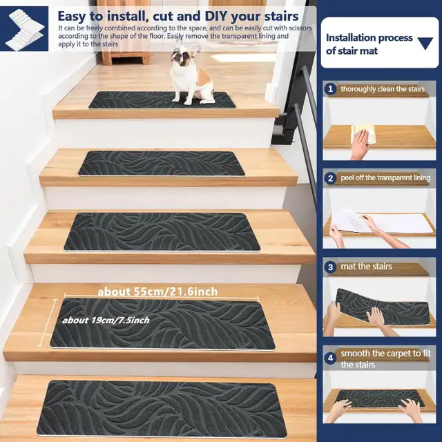 Non-Slip Stair Treads Carpet for Wooden Steps 21.6 x 7.4 in Rugs, Carpets & Runners in Ottawa - Image 5