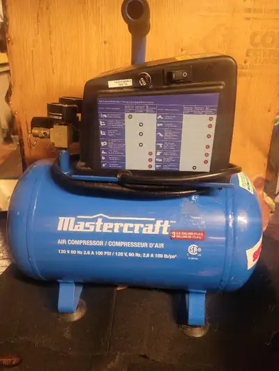This Mastercraft air compressor is a reliable tool for various inflation needs and small jobs around...