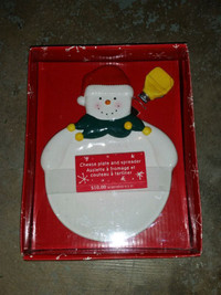 Snowman cheese plate and spreader