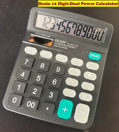 Dexin 12 Digit-Dual Power Calculator, View more