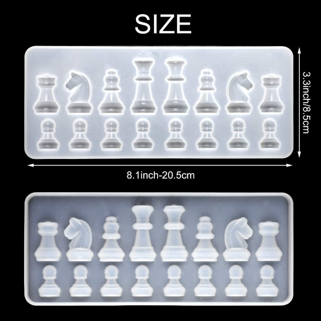 Resin Casting Molds Set, 2Pcs 3D Chess Clear Silicone Mold in Hobbies & Crafts in Burnaby/New Westminster - Image 2