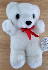 MTY INTERNATIONAL WHITE TEDDY BEAR 7"  -  OURS EN PELUCHE- 1990