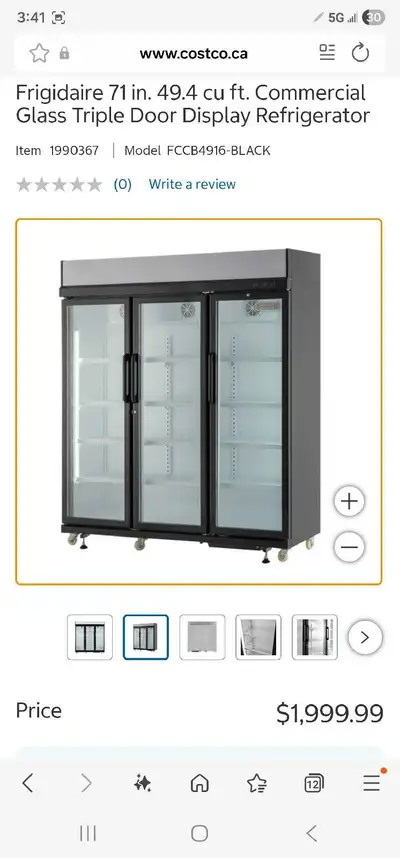 Frigidaire 71 in. 49.4 cu ft. Commercial Glass Triple Door Displ, View more