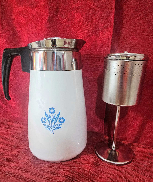 Vintage White Corningware w/ Blue Flower Coffee Percolator  in Arts & Collectibles in Truro