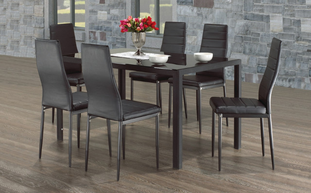 Lord Selkirk Furniture - 7Pc Table Set in Grey or Black in Dining Tables & Sets in Winnipeg