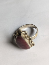 925 silver pink stone water drop off ring