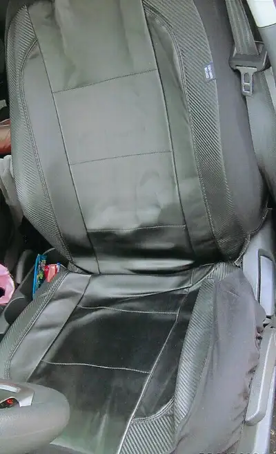 Car Seat Cover: black. Easy wipe off material, not cloth. Covers full seat, not with the sides uncov...