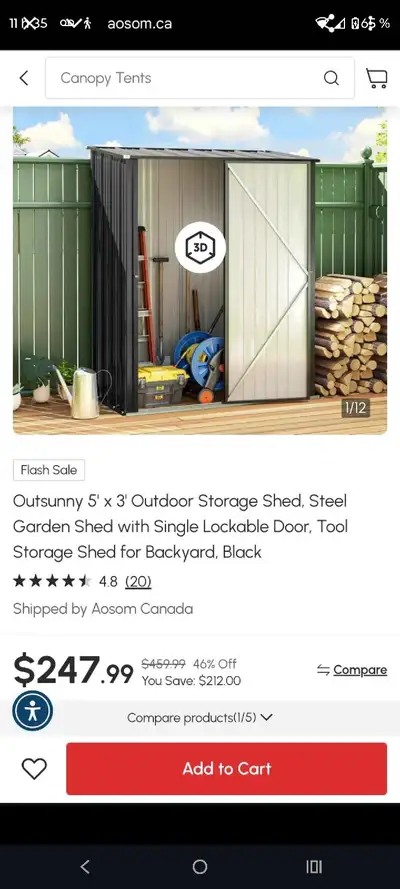 Voici un tout nouveau cabanon de rangement extérieur Outsunny de 5 pi x 3 pi, parfait pour ranger vo...