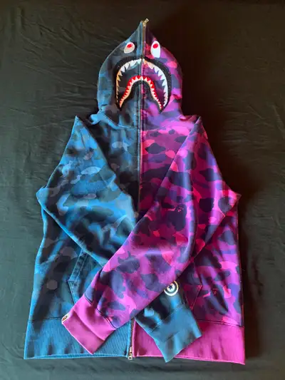 Bape Split Shark Hoodie Blue/Purple Camo, View more