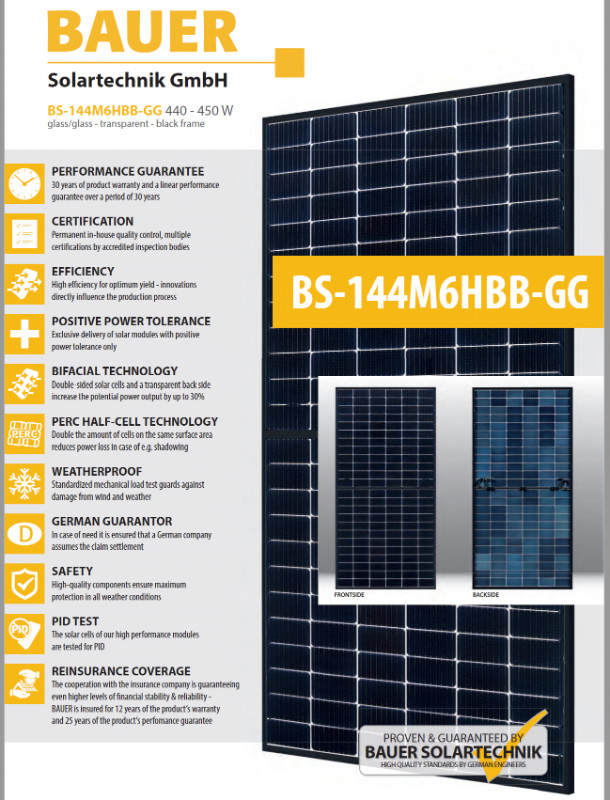 BAUER German PV bifacial mono solar panels 585W to 715W in Other in Kingston