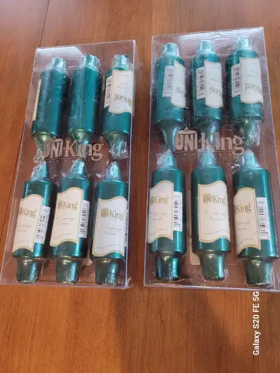 Christmas Green Metallic 5 inch  Chubby Taper Candles (EACH PKG), View more
