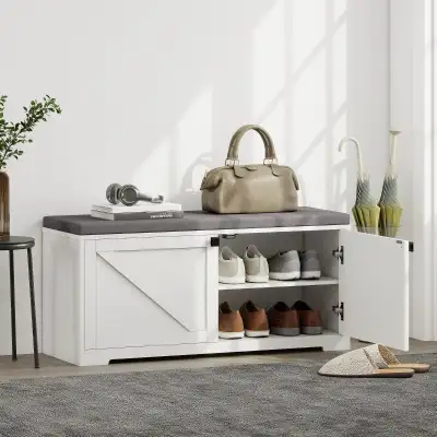 Shoe Storage Bench with Padded Seat,Bench Holds up to 352 lb, View more