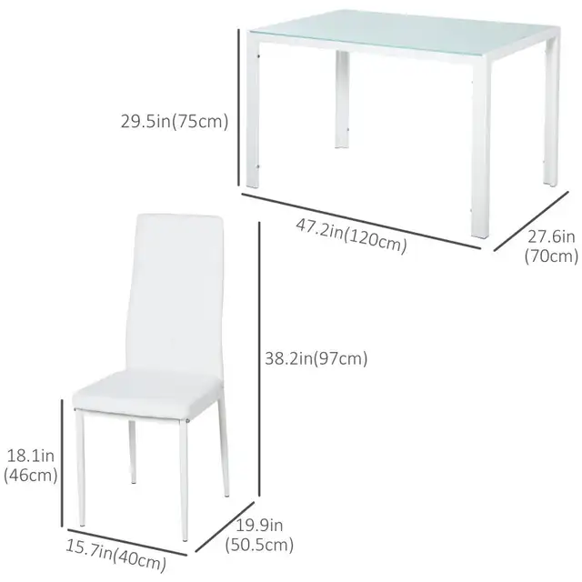 Dining Table Set for 4, 5-Piece Rectangular Glass Kitchen Table  in Dining Tables & Sets in Markham / York Region - Image 4