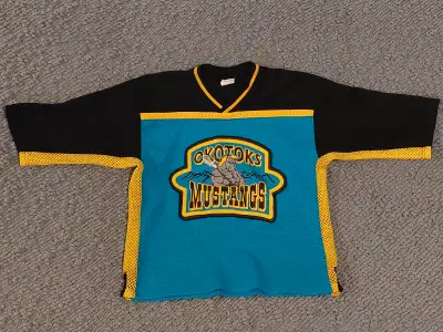 Okotoks Mustangs lacrosse AK jersey, mint, youth XL, $15, View more