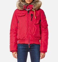 LIKE NEW WOMEN’S PARAJUMPERS GOBI BOMBER JACKET W/FUR — RED 