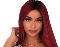 Burgundy Peruvian Straight Lace Front Human Hair Wig 12 Inches