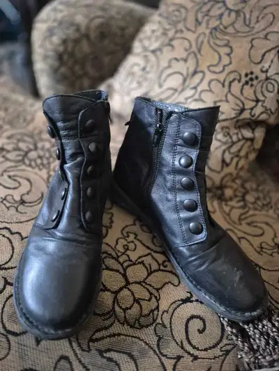 Think! Black Leather Ankle Boots, View more