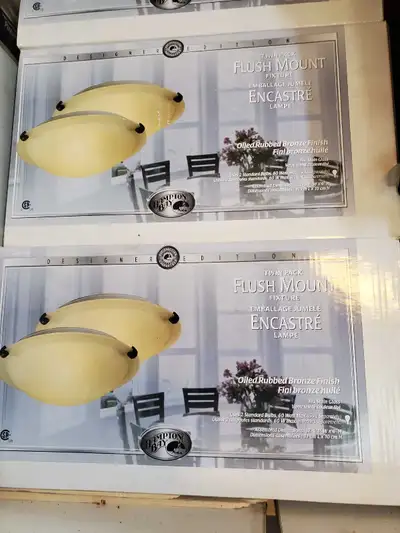 4 brand new  flush mount light fixtures, View more