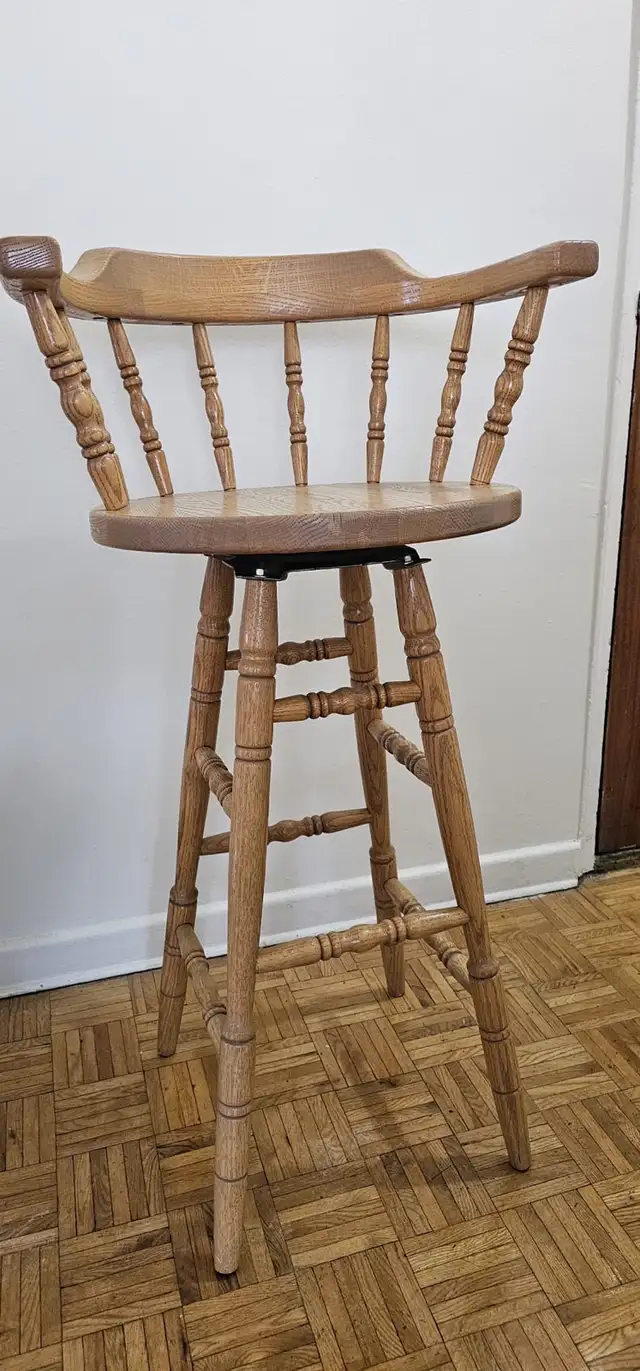 Wooden Swivel Bar Stool with Backrest in Chairs & Recliners in Markham / York Region - Image 3