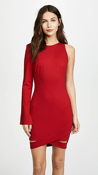 BLACK HALO Red Off Shoulder Conger Sheath Dress Size 8