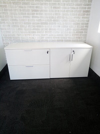 White Office Lateral File Cabinet + Storage Cabinet Credenza