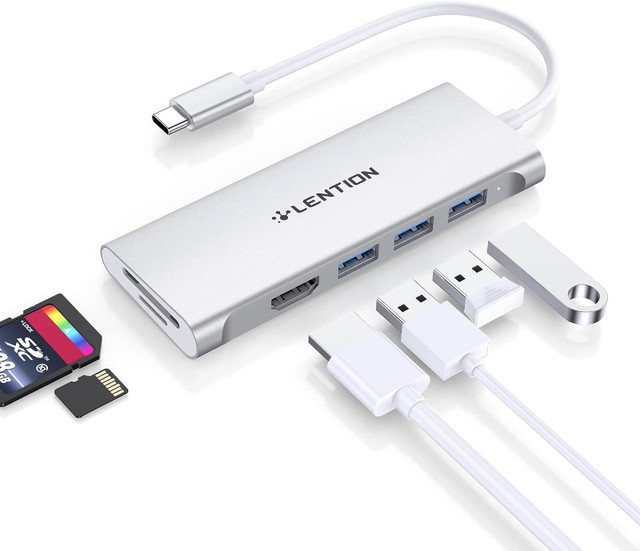 USB C Hub with 4K HDMI, 3 USB 3.0, SD 3.0 Card Reader in Flash Memory & USB Sticks in Hamilton