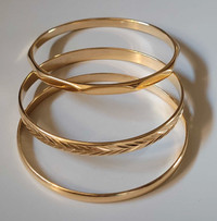 Set of 3 - Gold Tone Bangle Bracelet  - 2.75 inches Diameter 