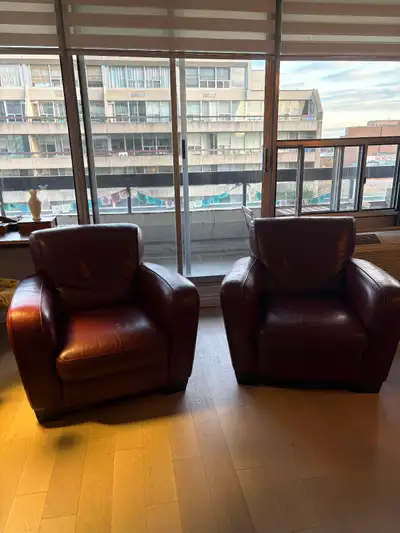 Natuzzi Leather Armchairs pair, View more
