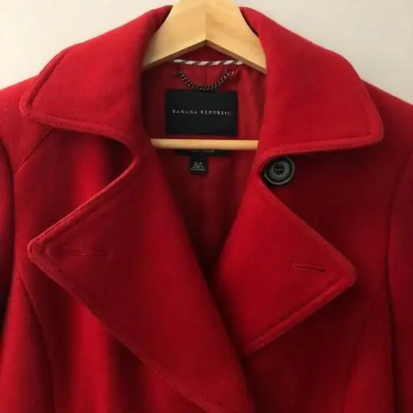 Banana Republic cherry red wool peacoat (S) in Women's - Tops & Outerwear in City of Toronto - Image 5
