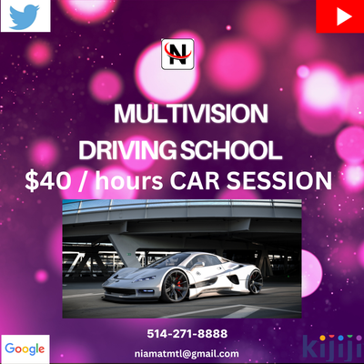 Refresher and Advanced Driving Lessons $ 40/H Monitor-Instructor Approved by the S.A.A.Q Instruction...