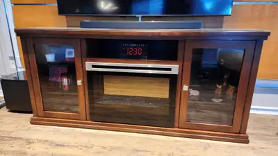 Meuble audio avec foyer fabrication Québécoise, View more