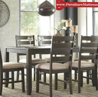 Brand New Brown 7 Pce Table and 6 Chairs Dining set Rustic Distr