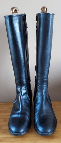 "ARNOLD CHURGIN" BLACK LEATHER KNEE HIGH BOOTS