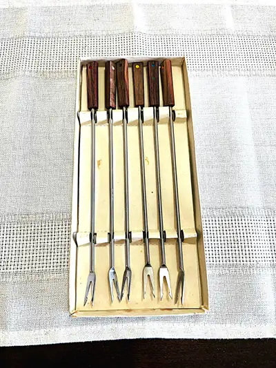 FONDUE FORK SET IN ORIGINAL BOX -VINTAGE-CIRCA 1950'S, View more