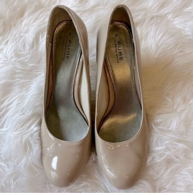 Alfred  Sung Pure Nude Patent  Round Toe High Heeled Pumps in Women's - Shoes in Winnipeg - Image 2