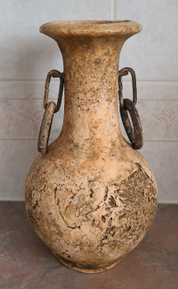 Greek inspired, antique look, distressed vase